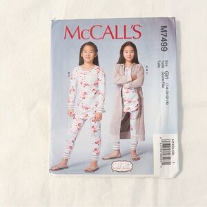 McCall’s M7499 Girls Lounge Set Pattern | Sizes 7–14 | Robe, Top & Pants